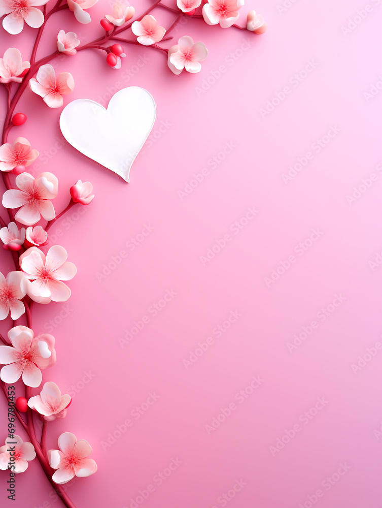 Simple pink background for Valentine's Day cards wallpaper with copy space, generative ai