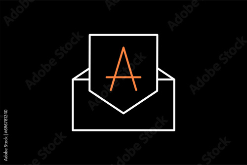 translate the letter  flat  vector illustration in flat design dark style.