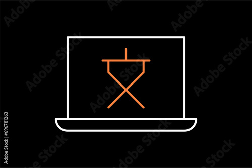 desktop translate app  flat  vector illustration in flat design dark style.