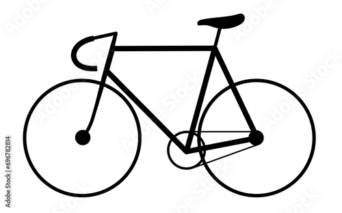 Fototapeta Naklejka Na Ścianę i Meble -  Minimalistic bicycle logo. Racing bicycle drawn with lines. Two-wheeled eco-friendly vehicle. Racing bicycle with fixed gear. Cycling. 