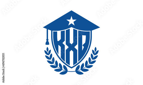KXQ three letter iconic academic logo design vector template. monogram, abstract, school, college, university, graduation cap symbol logo, shield, model, institute, educational, coaching canter, tech	