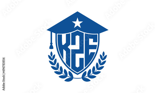 KZE three letter iconic academic logo design vector template. monogram, abstract, school, college, university, graduation cap symbol logo, shield, model, institute, educational, coaching canter, tech 