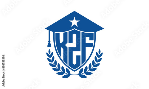 KZF three letter iconic academic logo design vector template. monogram, abstract, school, college, university, graduation cap symbol logo, shield, model, institute, educational, coaching canter, tech 