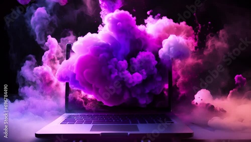 煙とノートパソコン,Generative AI  photo