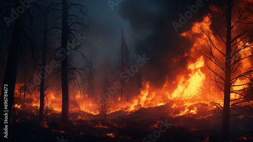 Raging forest fire