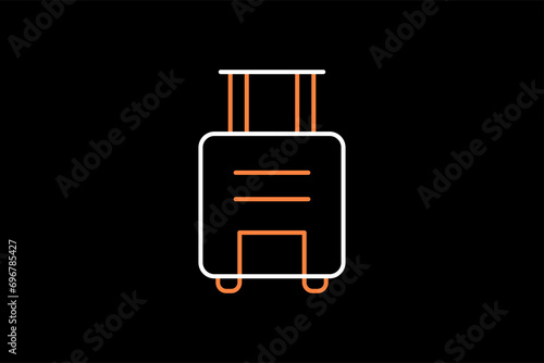 suitcase flat  vector illustration in dark style.
