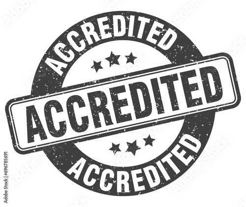 accredited stamp. accredited label. round grunge sign