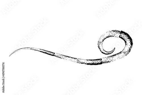 Crayon charcoal Swoosh and swoop underline typography tail shape. Brush drawn thick curved smear. Hand drawn curly swish, swash, squiggle, twiddle. Vector calligraphy doodle swirl