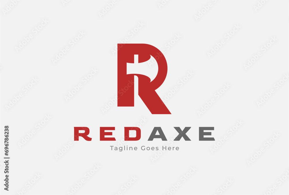 Axe logo design. Letter R with Axel combination. usable for brand and business logos. flat design logo template element. vector illustration - obrazy, fototapety, plakaty 