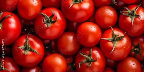Red tomatoes background. Group of tomatoes. Abstract background of Red color. It is highly nutritious and enriched in Vitamin C and minerals. : Generative AI © Generative AI