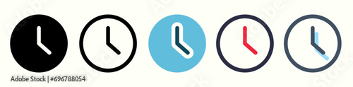 clock icon set. vector illustration of clock, time, count, timer. vector clock in various styles.