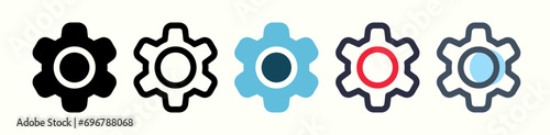 gear icon set, setting icon. Vector settings with various styles. Suitable for UI.
