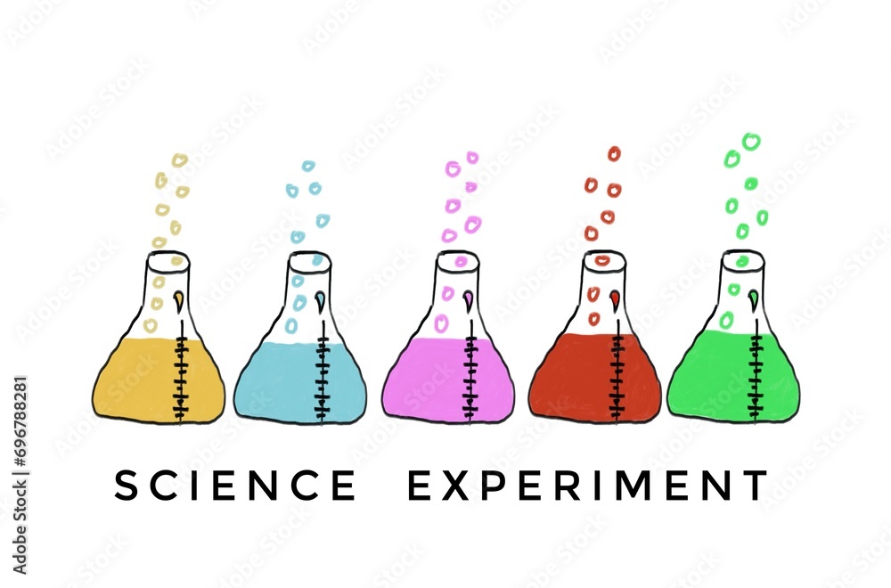 Colorful chemical substances in test tubes. Science experiment. Hand drawn picture. Concept, Education, science lesson, chemistry subject. Illustration for using as teaching aids, design for decorate. Colorful chemical substances in test tubes. Science experiment. Hand drawn picture. Concept, Education, science lesson, chemistry subject. Illustration for using as teaching aids, design for decorate.