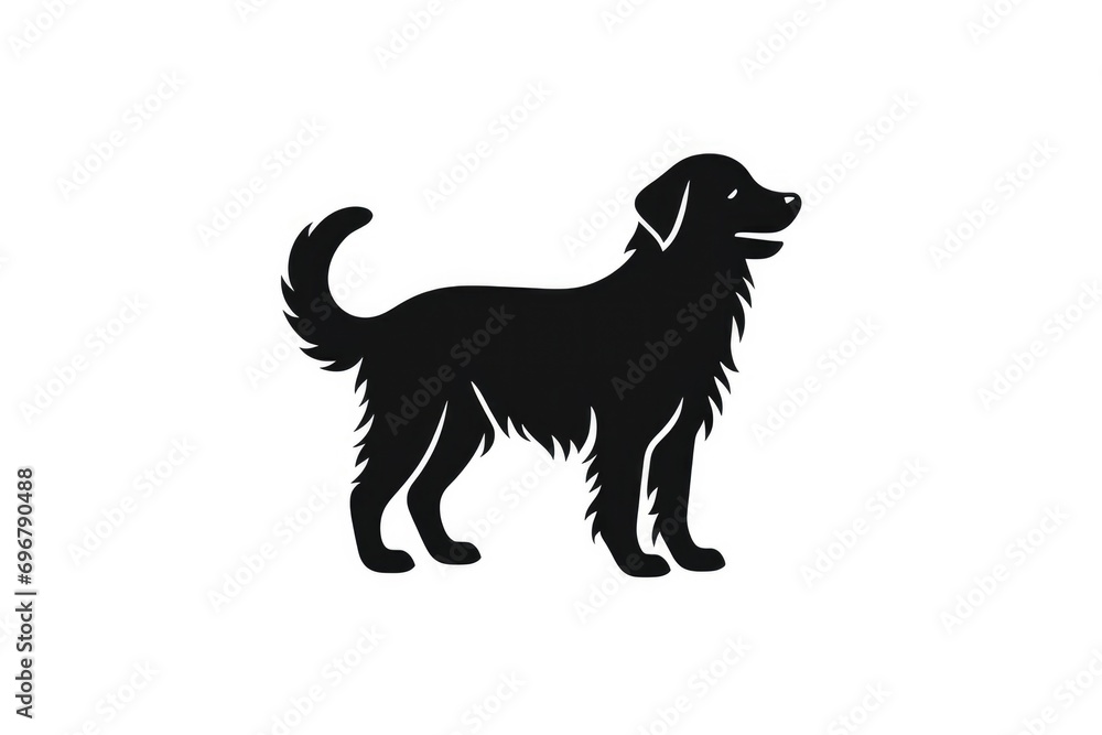 Black and white silhouette illustration of a dog in profile. Black and white silhouette illustration of a dog in profile.