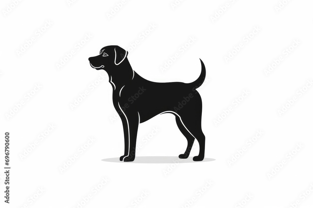 Black and white silhouette illustration of a dog in profile.