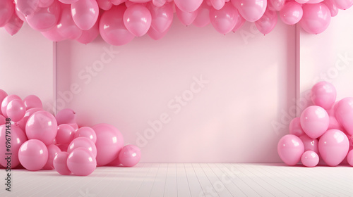 Pink decor balloons in the room
