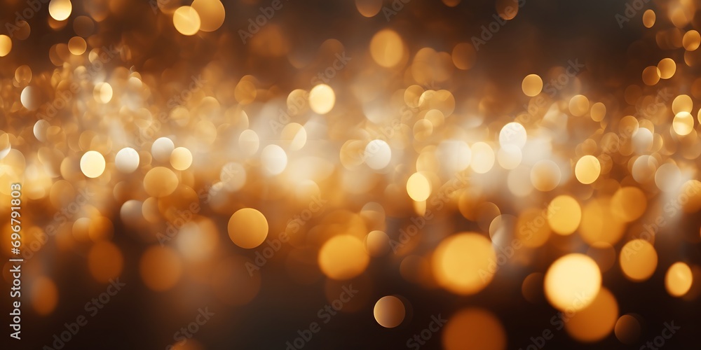 Gold light bokeh for holiday lights background or Christmas background : Generative AI
