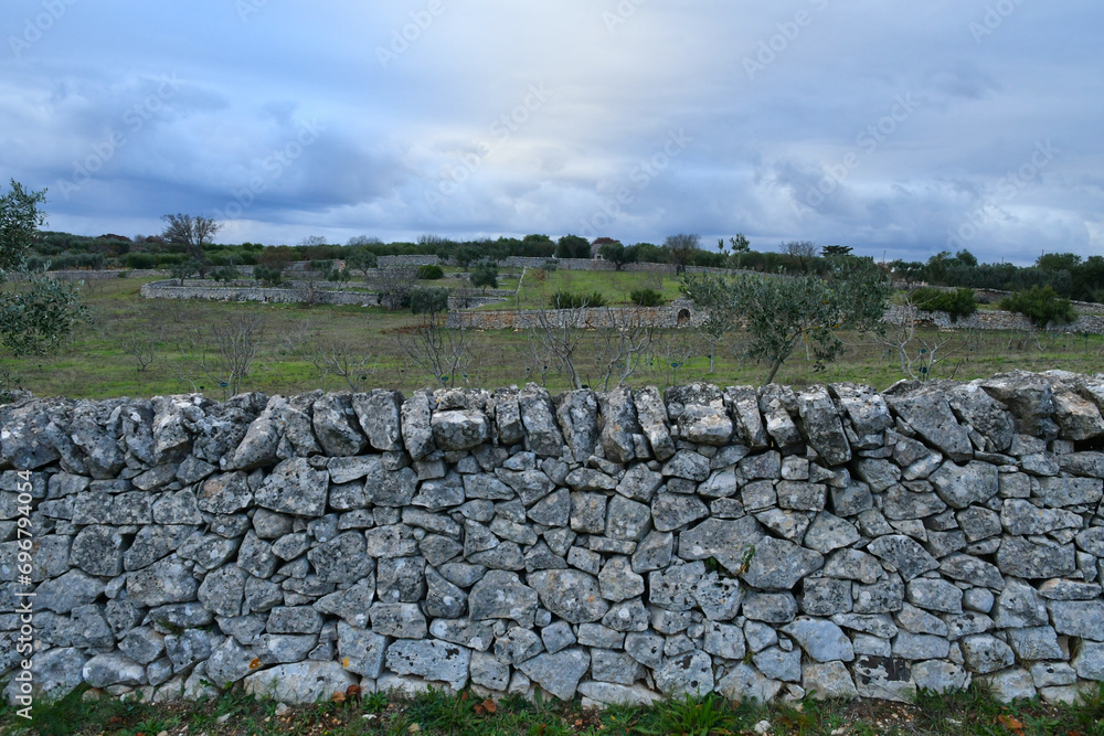 View of the countryside of the Puglia region in Italy.