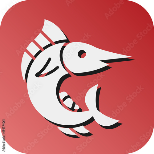Marlin Vector Glyph Gradient Background Icon Design