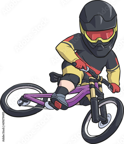 downhill bike rider cartoon vector