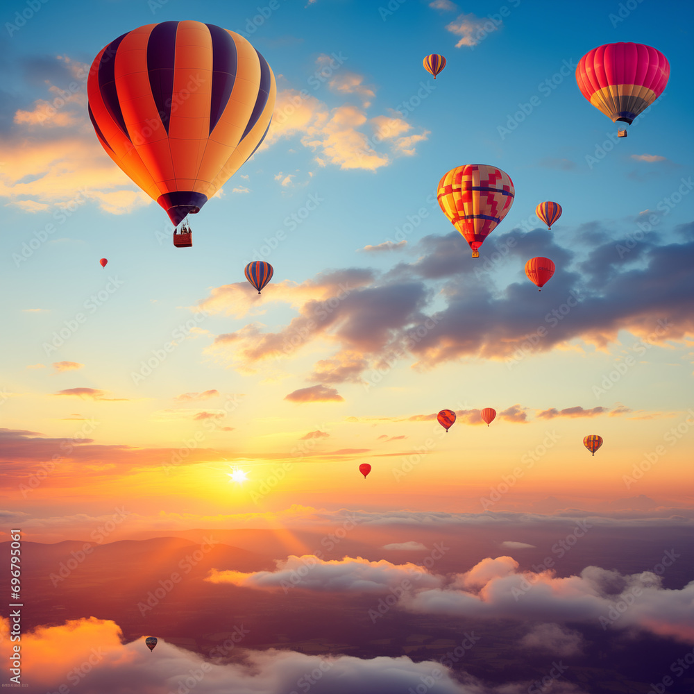Fototapeta premium hot air balloon at sunset