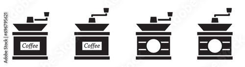 Manual hand coffee grinder set icon, vector illustration photo