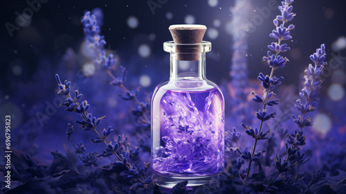 Lavender essential oil in a bottle