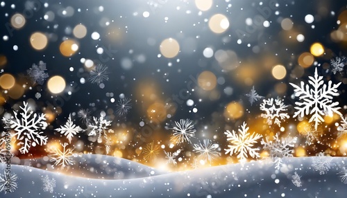 christmas background design of snowflake and bokeh with light effect vector illustration © Bryson