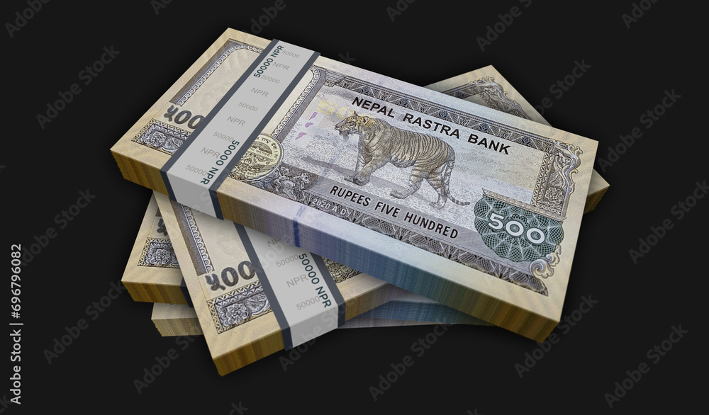 Naklejka premium Nepal rupee money banknotes pack 3d illustration