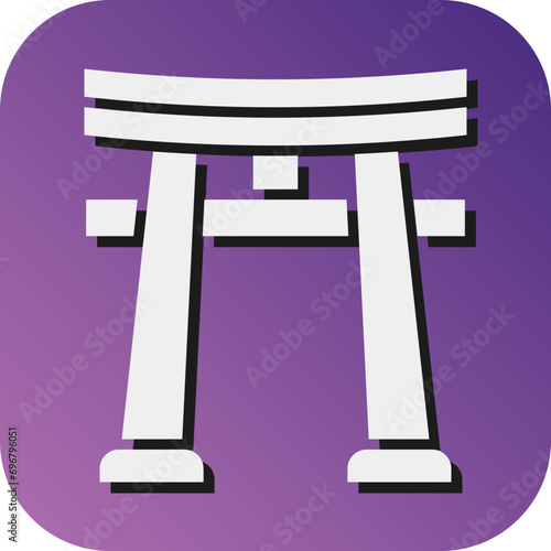 Torii Gate Vector Glyph Gradient Background Icon Design