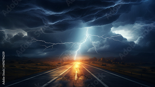 Lightning along the road