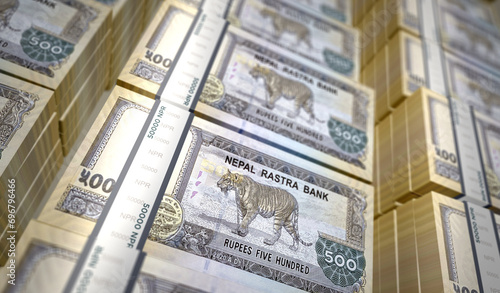 Nepal rupee money banknotes pack 3d illustration photo