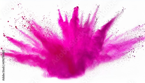 bright pink magenta holi paint color powder festival explosion burst isolated white background industrial print concept background