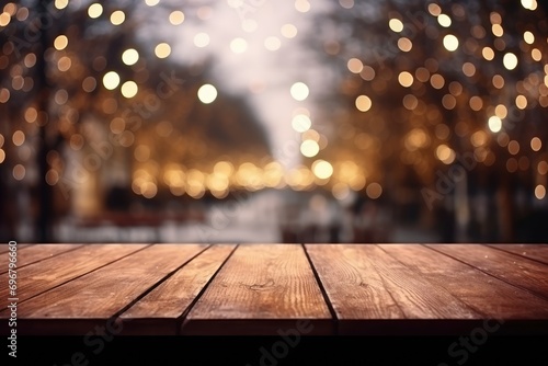 Tapety artystyczne Wooden Table in a Lightscape