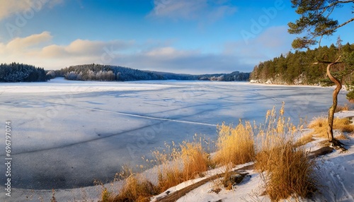 landscape with frozen lake