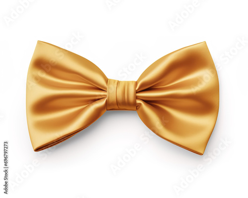 gold tie isolated on white background photo