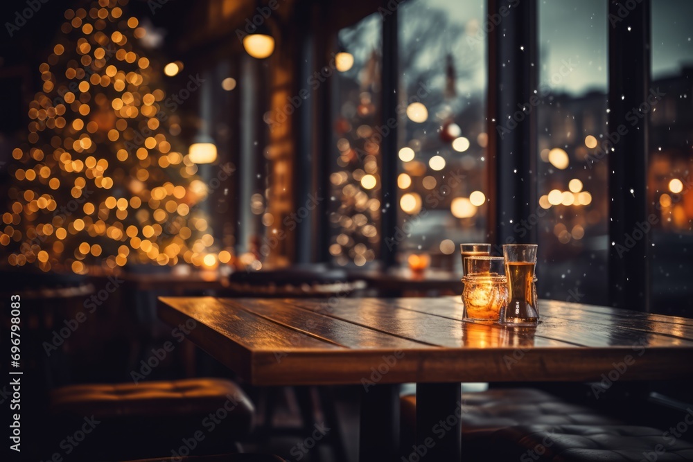 A cozy night out - Couple enjoying a romantic dinner at a bar