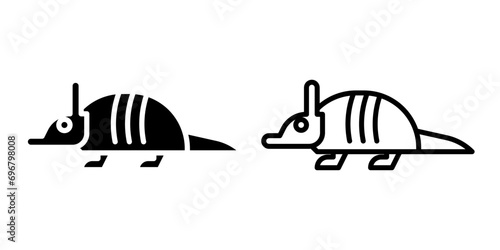 armadillo icon, sign, or symbol in glyph and line style isolated on transparent background. Vector illustration