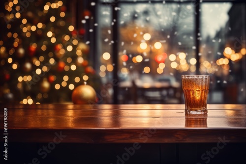 Snowy Night - Mug of Warm Drink on a Bar