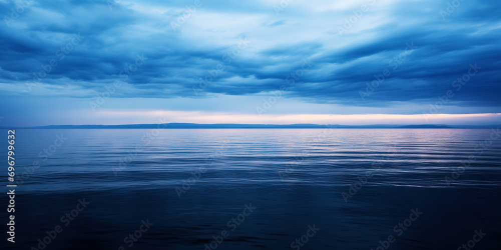 Dark sea surface with a dramatic cloudy sky above. Approaching storm. Generative AI Dark sea surface with a dramatic cloudy sky above. Approaching storm. Generative AI