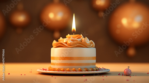 One birthday cake and candle
