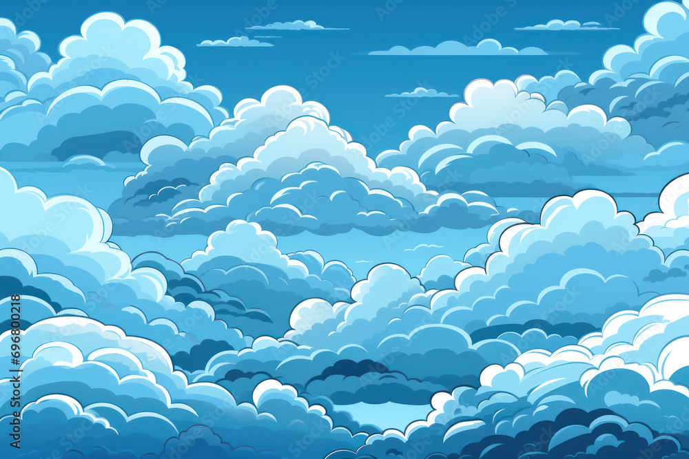 Cartoon illustration of blue clouds in the sky Stock Illustration ...