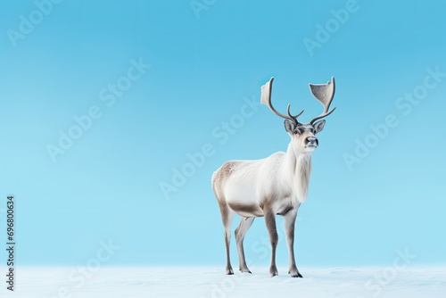 Striking White Elk with Large Antlers in a Blue Sky © shelbys