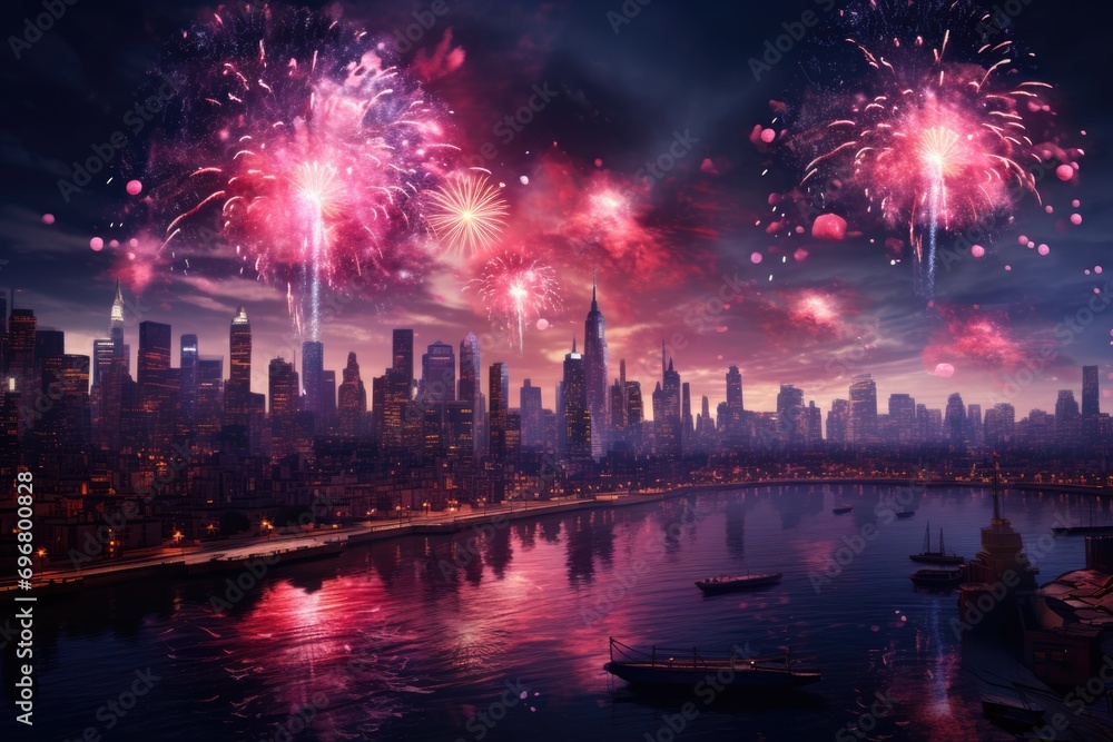 New York City's Spectacular Fireworks Display Over the Hudson River