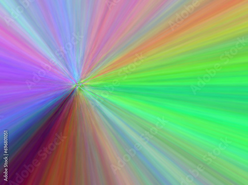 Kolorowe pastelowe rozmyte promienie otaczające głębię odległego prostokątnego punktu, perspektywa, tunel - abstrakcyjne tło 