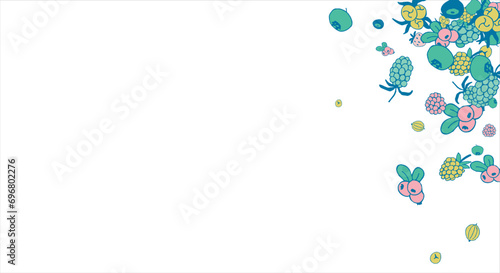 Frame of bright juicy berries. Frame with natural products. Empty space for text. Also can be used as banner, flyer, texture, poster. Hand drawing. Vector background. Illustration