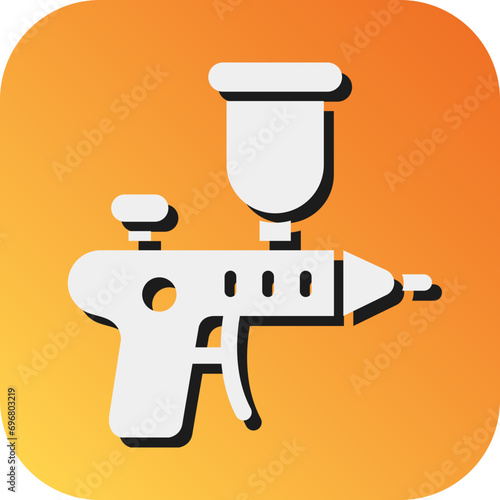 Spray Paint Gun Vector Glyph Gradient Background Icon Design