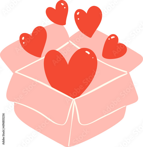 Cute love box with hearts Valentine illustration photo