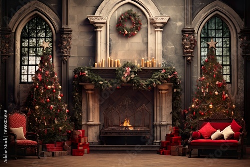 Wallpaper Mural 暖炉とクリスマスイメージ03 Torontodigital.ca