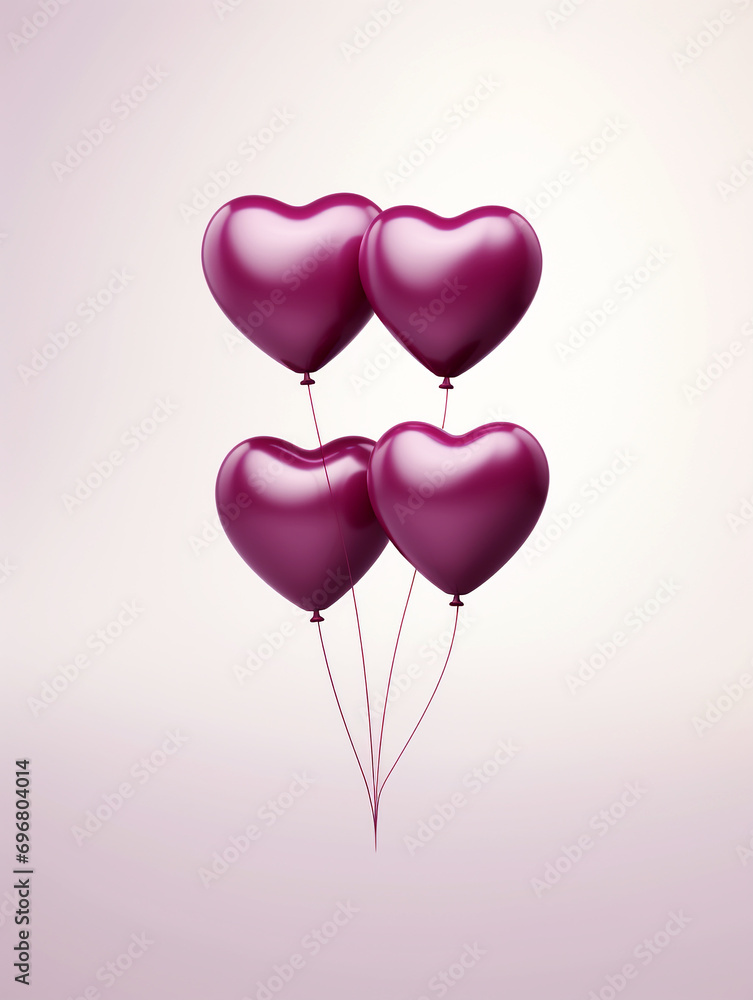 Valentine's day hearts are flying love shape balloons background